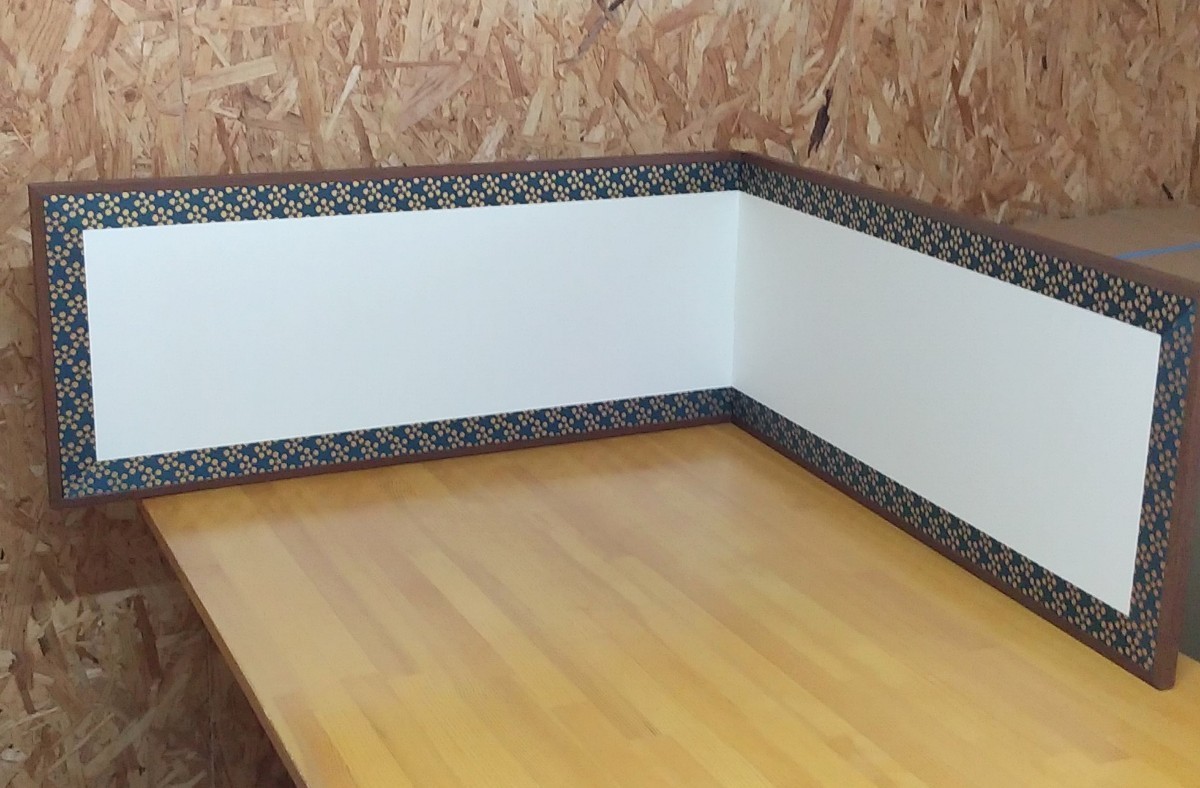 m2-547【煎茶道具 結界屏風】衝立 風炉先屏風 水屋屏風 布張りに和紙