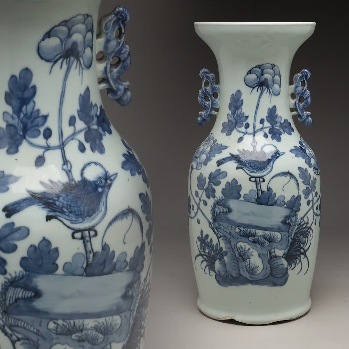 【正規品，品質保証】 EL372 時代 中国美術 青花花鳥紋双花耳瓶 染付花鳥文双菊耳花瓶 高42.1cm 重3.2kg 青花大瓶 染付大花瓶 中国古玩(骨董陶磁器一般)｜売買されたオークション情報、yahooの商品情報をアーカイブ公 骨董陶磁器一般