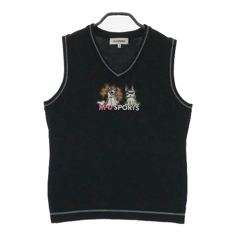 MU SPORTS エムユースポーツ Vネック ニットベスト ブラック系 40 [240001941726] ゴルフウェア レディース