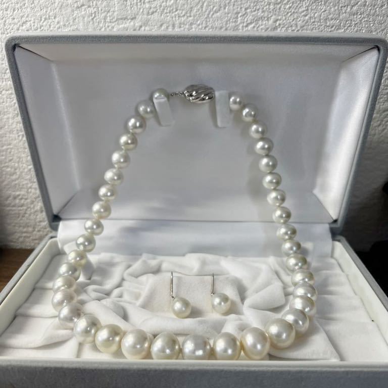 パールネックレス ピアス セット 宝石 マベパール 真珠 箱付き SILVER 逸品