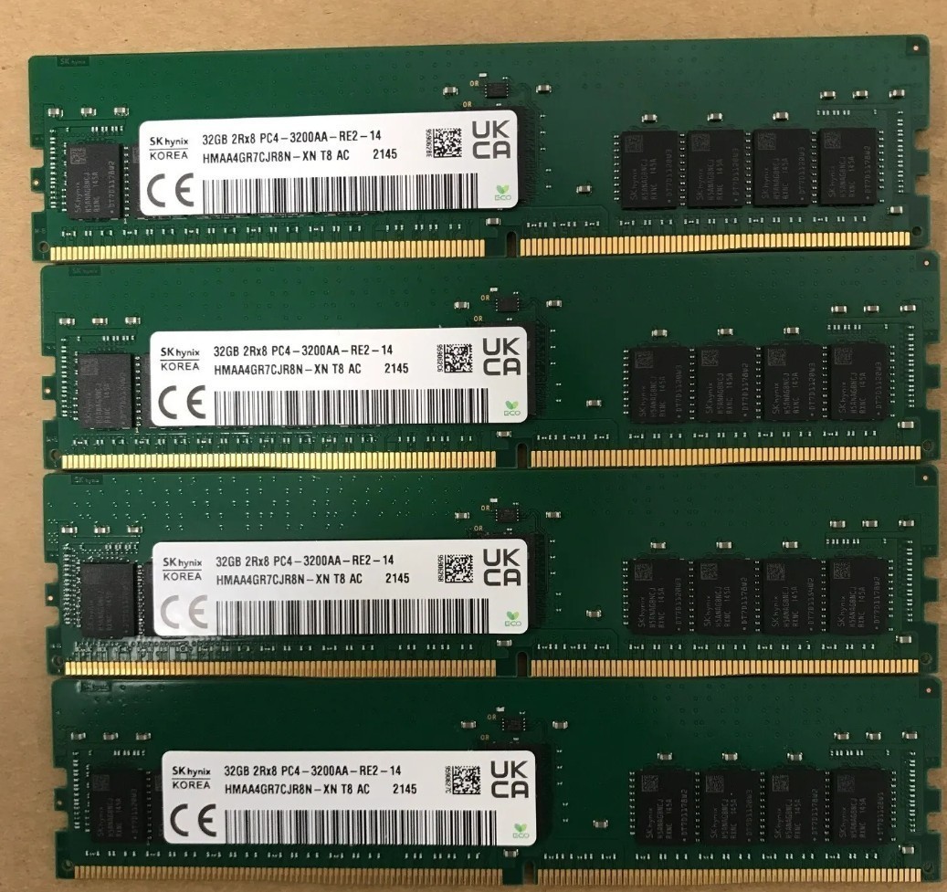 ￥1数量限定【4枚セット】128GB★メモリー DDR4 25600R/PC4 3200 32GBx4 ECC RDIM 未稼働品
