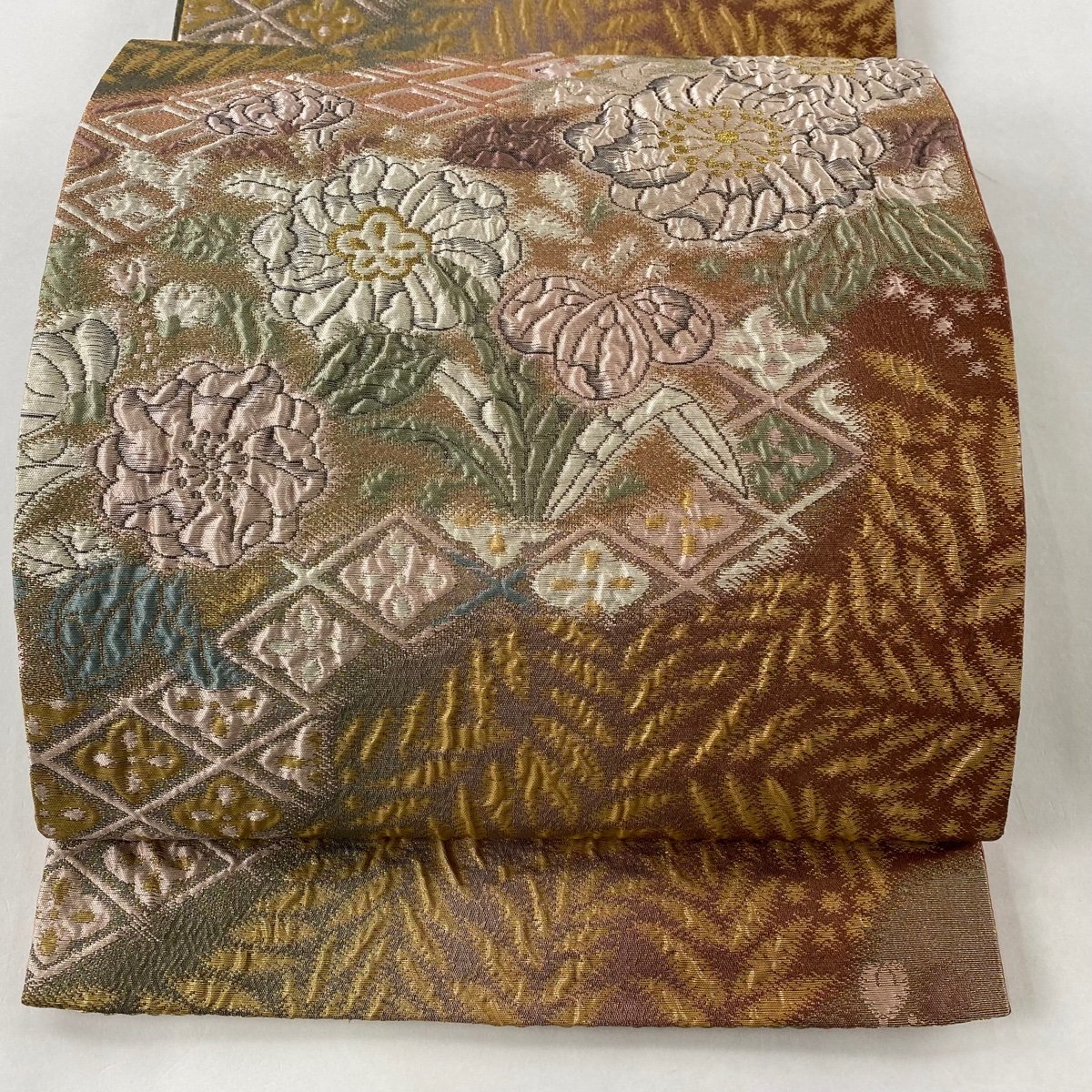 花美人□六通柄袋帯 唐織 吉祥花文 金銀糸 逸品 ic4165