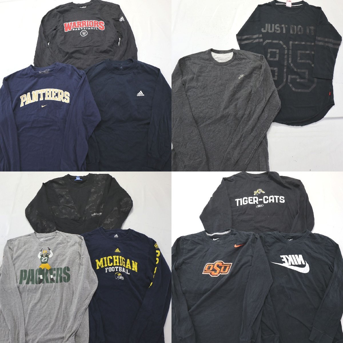 ◎スポーツブランドMIXロンＴ set ナイキ　アディダス 他 (メンズM/S) 11枚セット まとめ売り 古着卸 1円スタート 最落なし MO7672