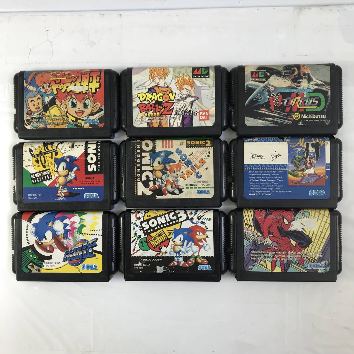 ◆【ジャンク】メガドライブソフト9本まとめ売りセット ソニック・ザ・ヘッジホッグ/アラジン/ドッジ弾平/スパイダーマン等◆H071202 ソニック・ザ・ヘッジホッグ メガドライブ MD