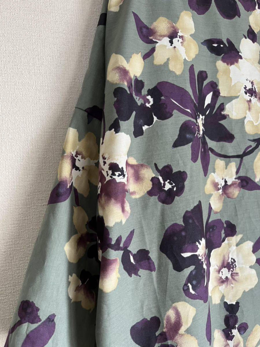 送料込ハンドメイド　コットン　サテン　NOREEN 花　マキシ　チュニック　ワンピース　色違い　着丈お直し無料　花火　帰省　夏　旅　海　