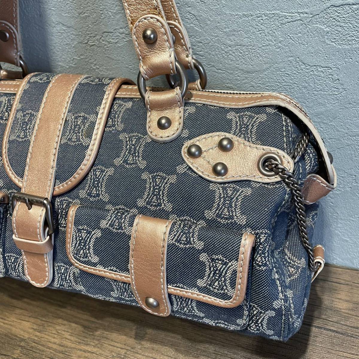 1円スタート】CELINE セリーヌ マカダム柄 ハンドバッグ ショルダー  