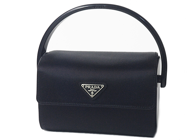 PRADA プラダ サテン カーフレザー ブラック ミニバッグ パーティー