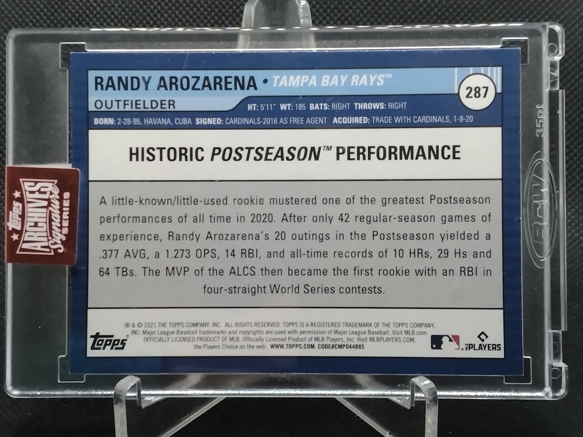 67枚限定 ランディ アロザレーナ 直筆サイン 2023 TOPPS ARCHIVES 