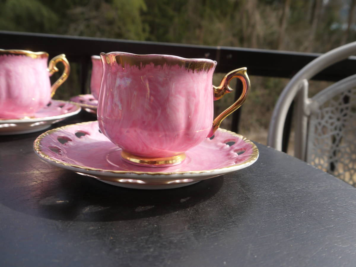 【TS20306】Fine China 金彩 カップ&ソーサー ペア 6客セット 昭和レトロ/ヴィンテージ