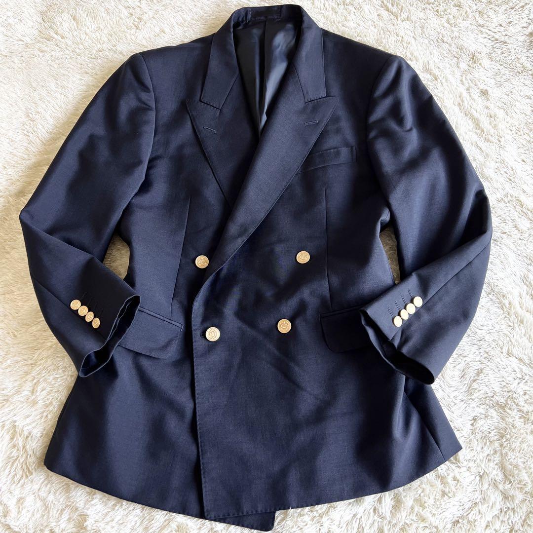 Burberrys】テーラードジャケット ダブル 紺ブレ ホースロゴ金ボタン