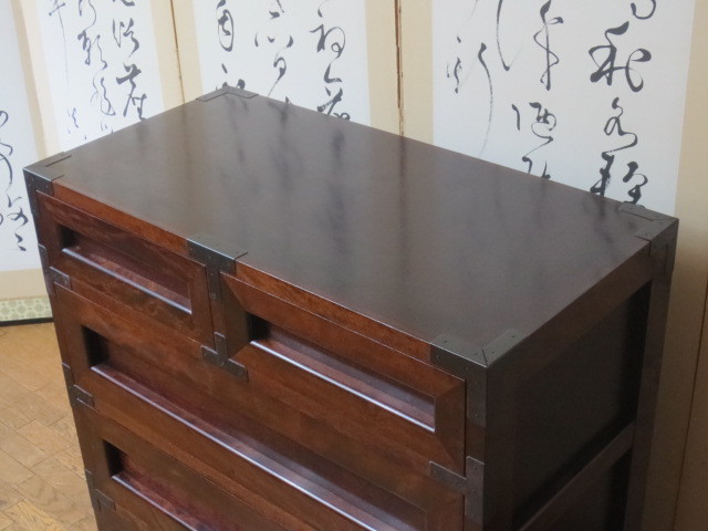 美品 松本民芸家具 507型 ミズメザクラ無垢材 整理箪笥 鉄金具付 約55万 松本民芸家具 ミズメザクラ無垢材 507型 (家具 「松本民芸家具」タンス