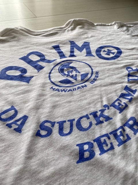 希少バックプリント！60'sSteadman製・染み込み4段PRIMO BEERプリモビール販促用Tシャツ！100円～最落無し！ビンテージ!検索ランタグ70s80s