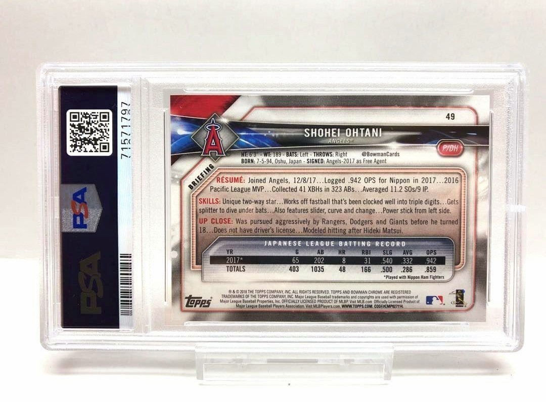 PSA 鑑定済】大谷翔平 ルーキー topps 2018 Bowman RC #49 SHOHEI 