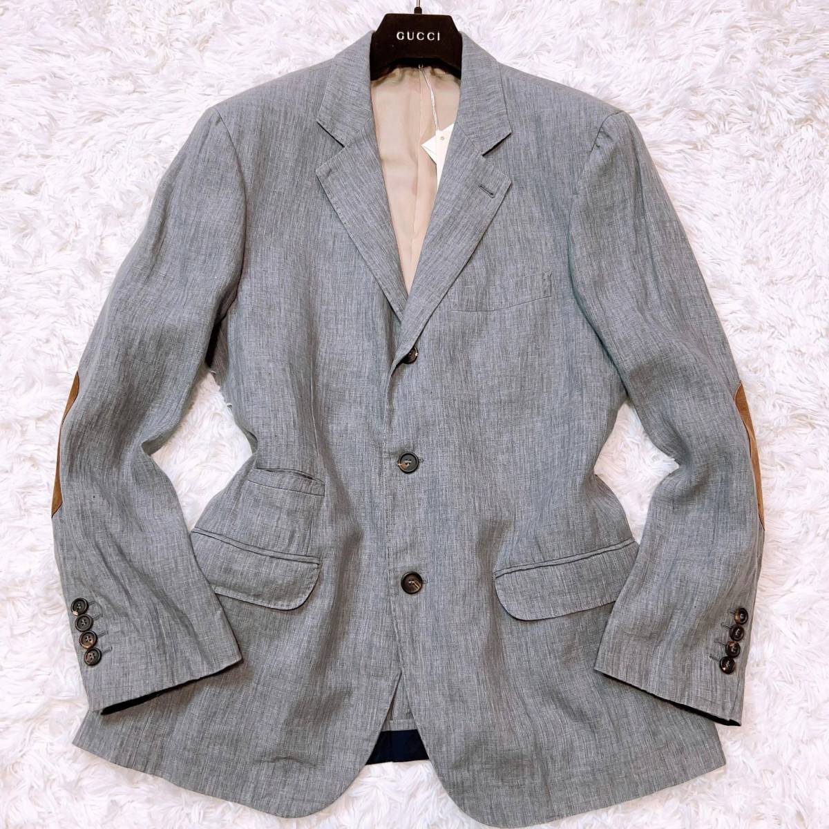 ブルネロクチネリ BRUNELLO美品リネン テーラードジャケット
