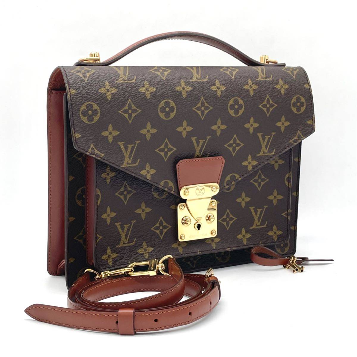 1円 極美品 LOUIS VUITTON ルイヴィトン モノグラム モンソー 2way 