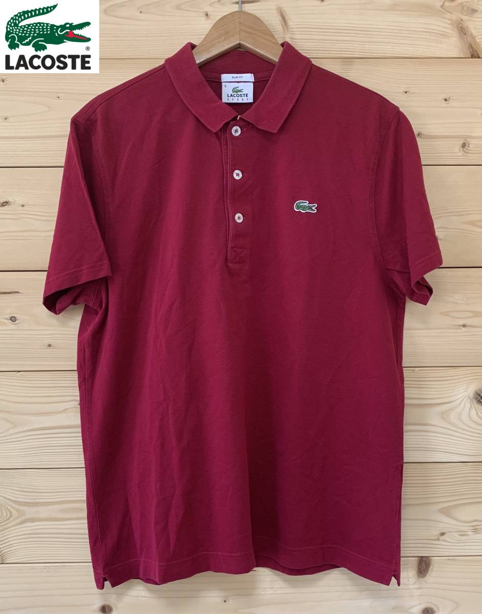 ビンテージ80s・入手困難品★美中古・ LACOSTE（ラコステ）★ポロシャツ（鹿の子）REDFISH サイズ6　JPサイズM2XL相当