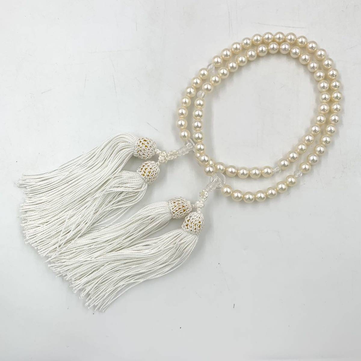 美品 あこや真珠/アコヤ パールネックレス/念珠セット グレー テリ良