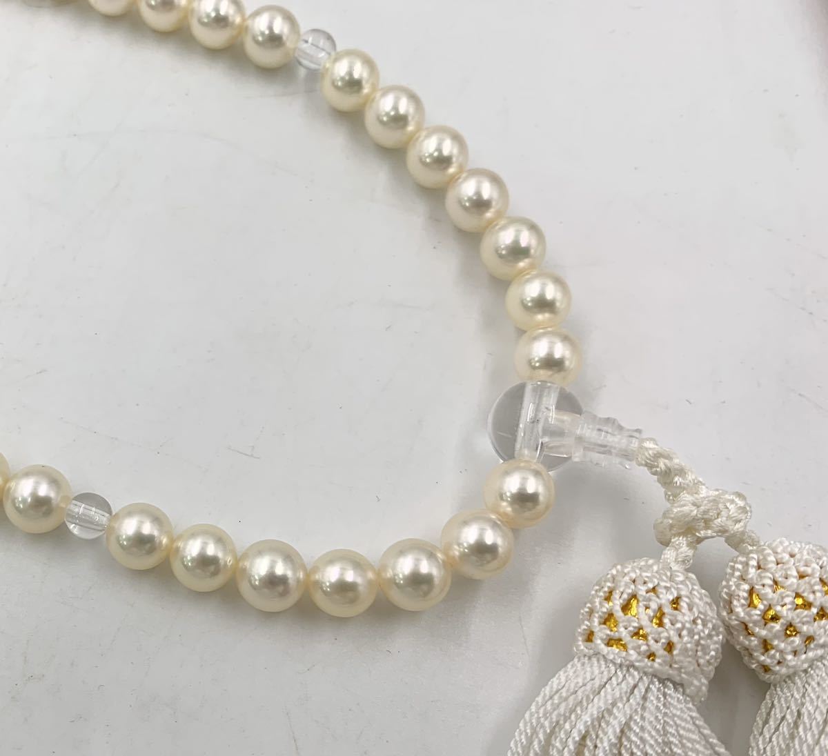 極美品 鑑別書付 あこやパールネックレス 7.5-8mm SILVER テリ良好 美品 あこや真珠/アコヤ パールネックレス/念珠セット グレー テリ良