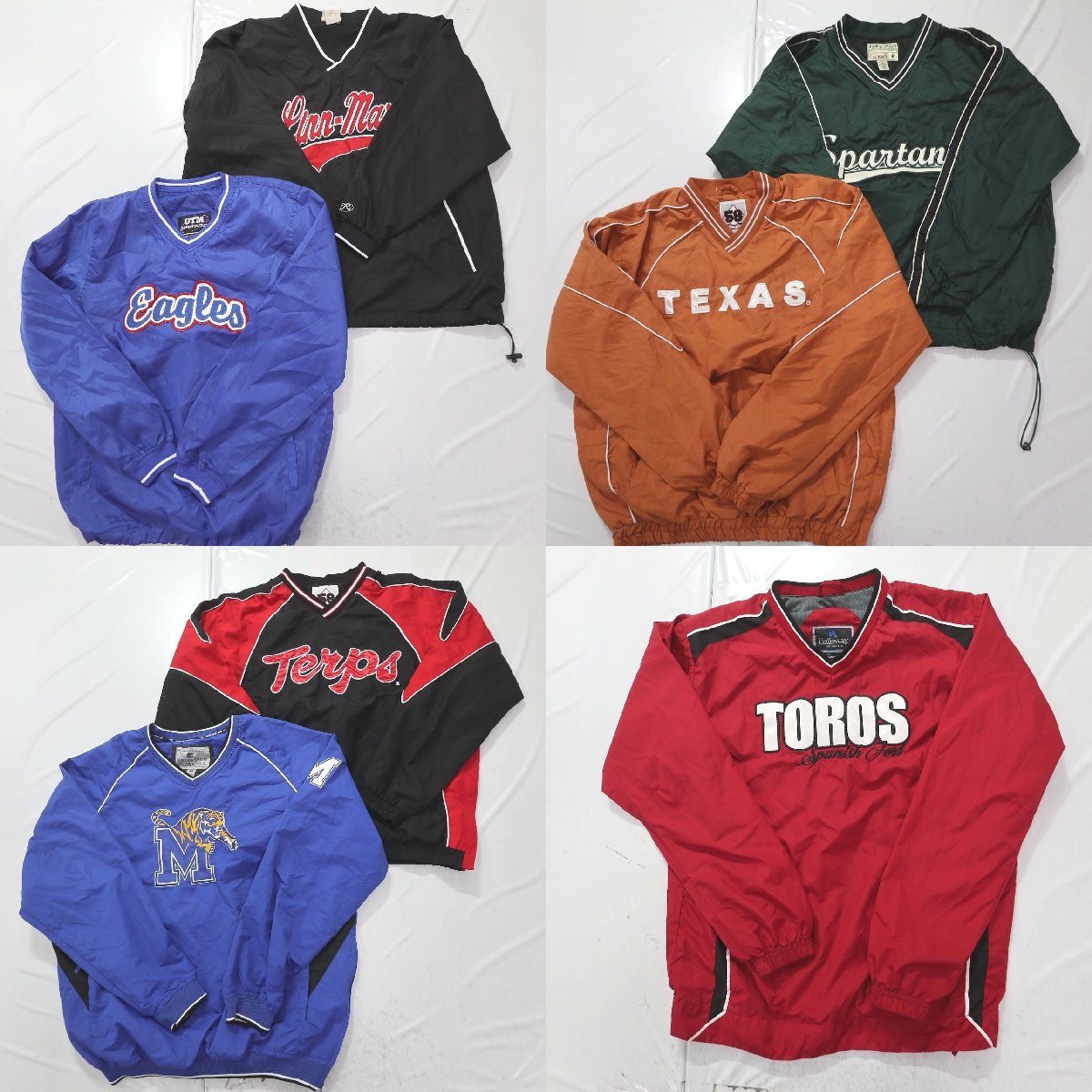 ◎カレッジ系プルオーバージャケット set ラグラン 多色 スポーツ系 他 (メンズM/S) 7枚 まとめ 古着卸 1円スタート 最落なし MO7746