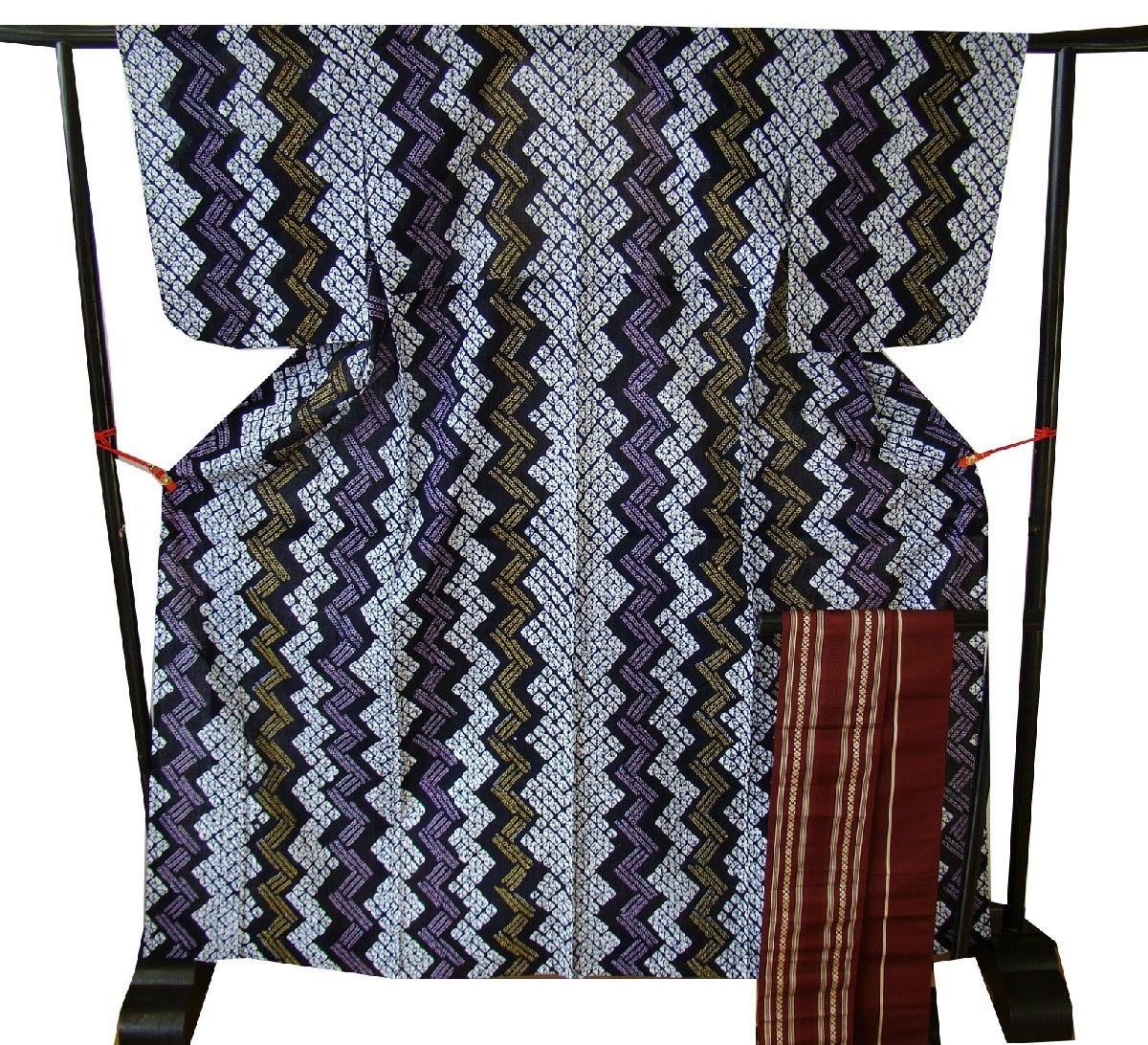 時代屋 美品 夏物 裄64．4ｃｍ 総絞り 浴衣・博多 小袋帯 ２点 セット 仕立上り 150cm～158cm Ys244