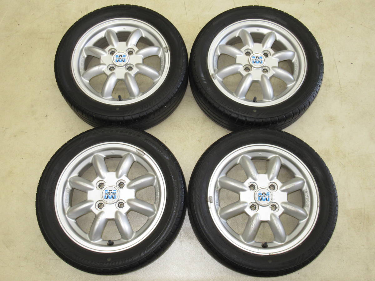 ダイハツ L700Sミラジーノ純正ミニライト 4.5J-14 off+45 pcd100/4H 165/55R14 タイヤ付き4本 ムーヴ，ネイキッド，オプティ他！MINILITE