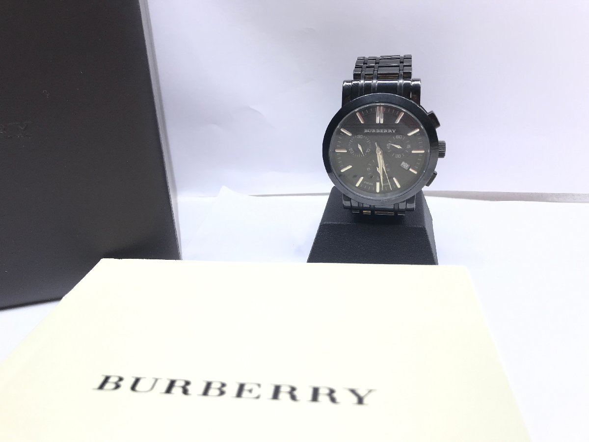 稼働品】バーバリー BURBERRY 黒 BU1373 クロノグラフ 箱付き ブランド 