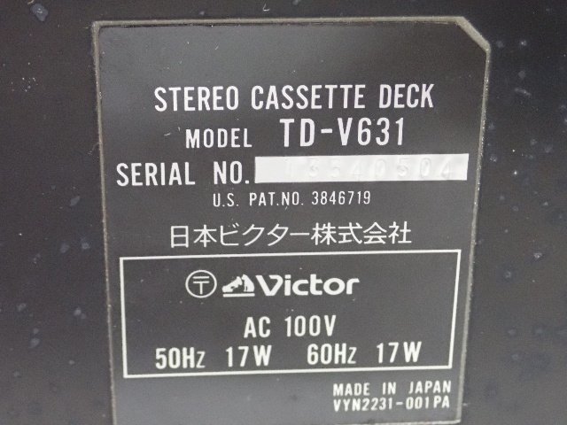 T*u様 Victor TD-V631 3ヘッドステレオカセットテープデッキ