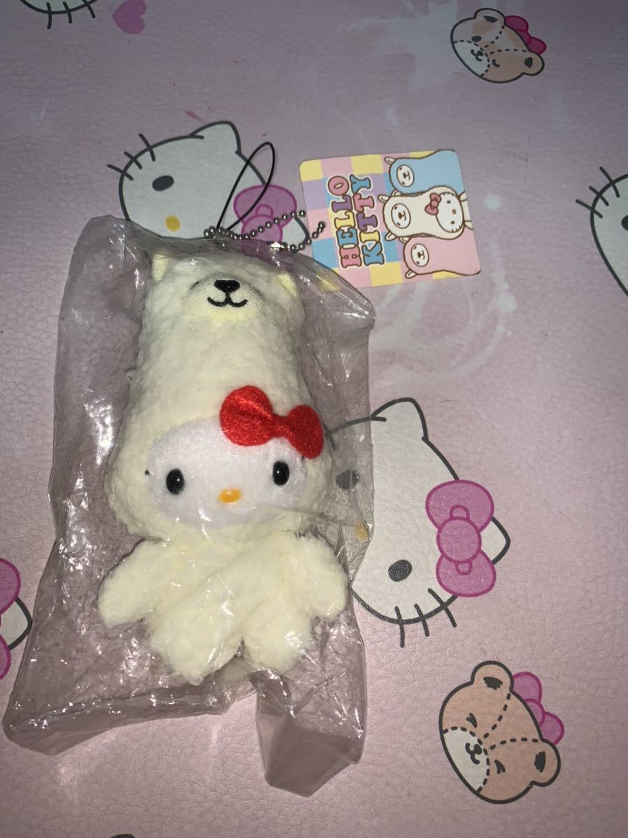 アルパカキティマスコットぬいぐるみボールチェーン付きストラップ・・・白