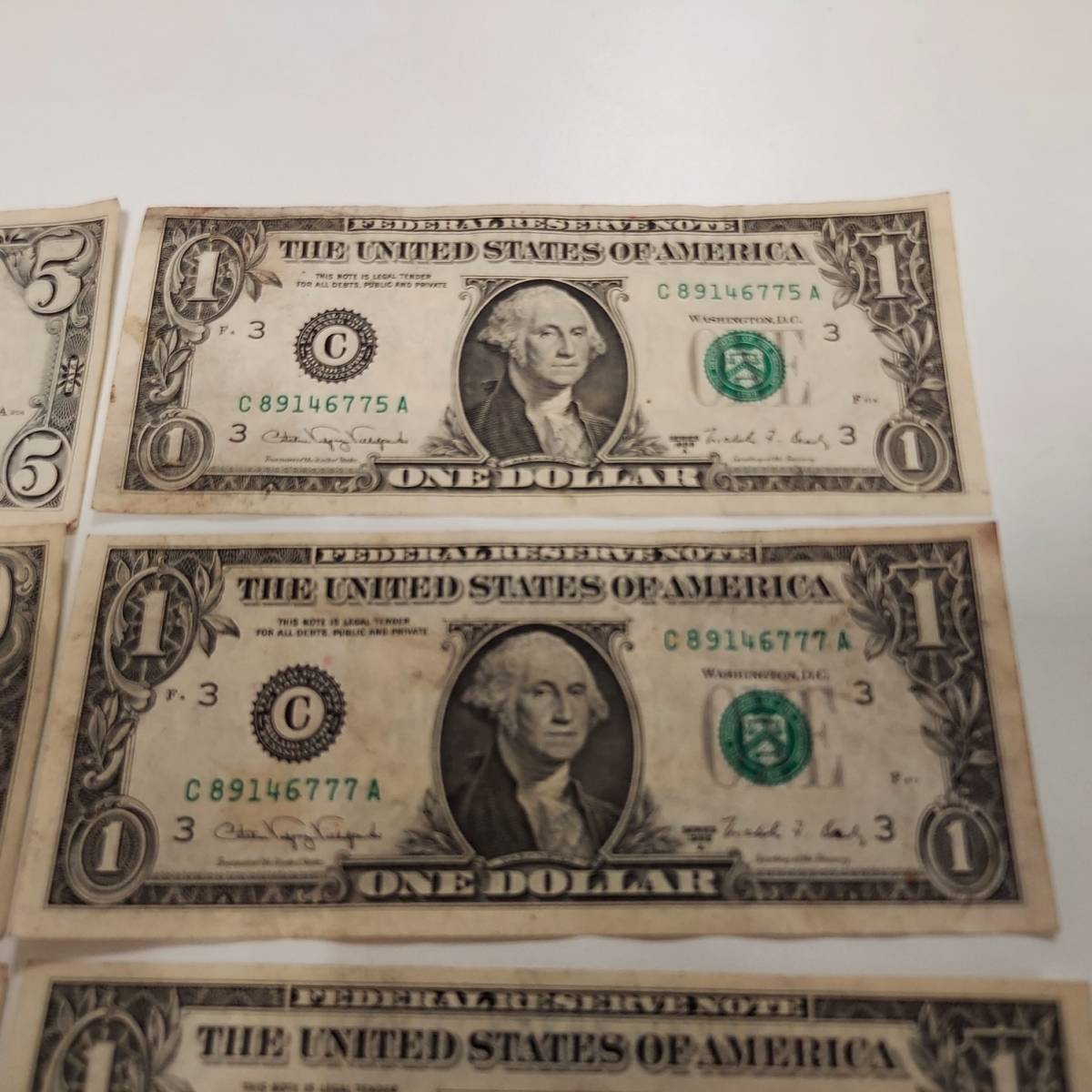 アメリカ ドル紙幣 100ドル×1 10ドル×1 5ドル×1 1