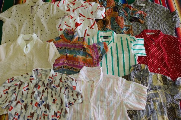 LDS-BLS2 ビンテージ レディース 総柄ブラウス 半袖￥1～US古着卸大量セット業者まとめ売り