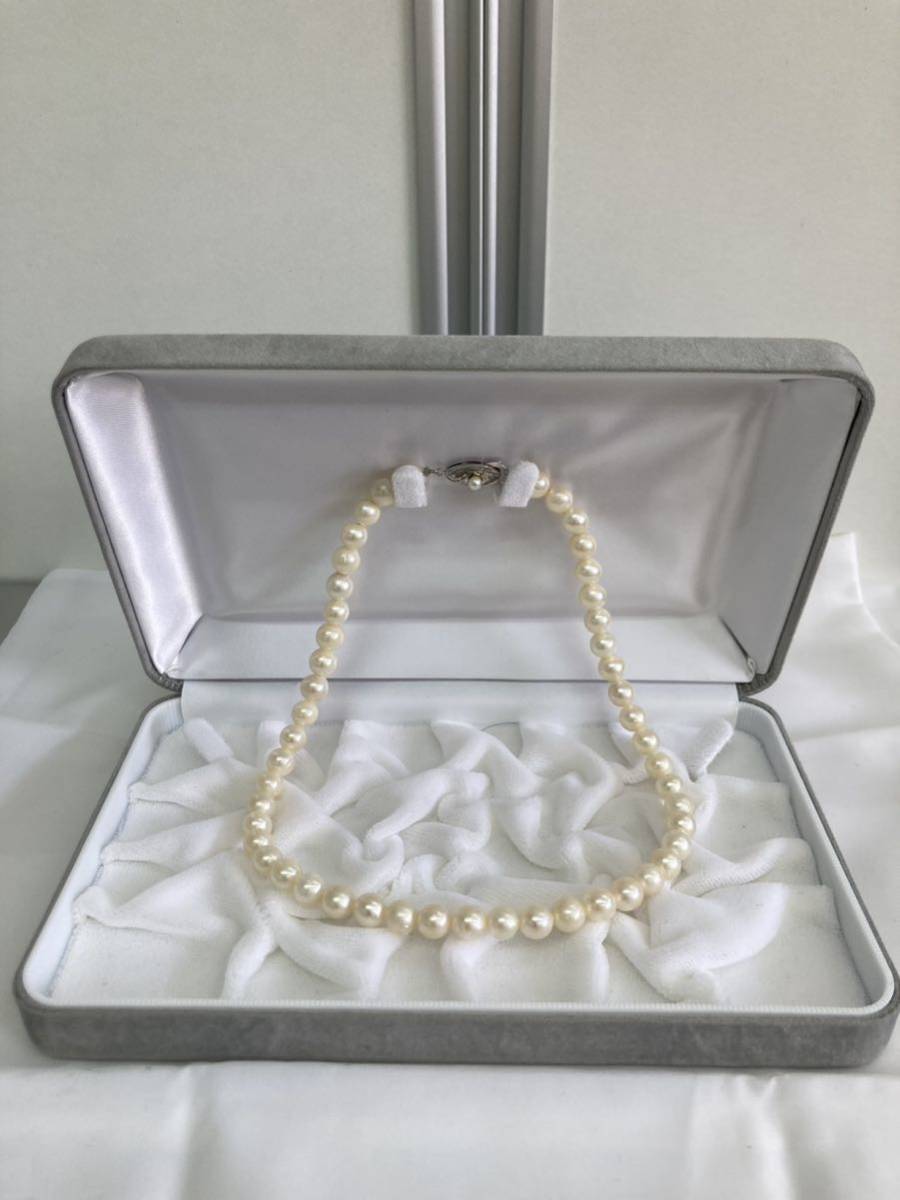 良品☆ 本真珠 真珠 パールネックレス 7〜7.4mm珠 SILVER アコヤ真珠