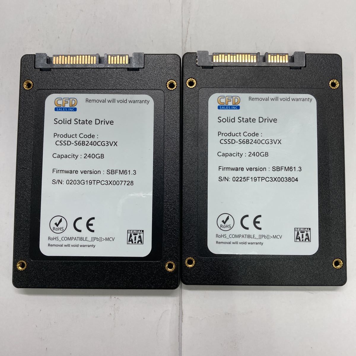 使用時間極少 SSD 240GB 6個セット SATA 2.5インチ SSD（ソリッド