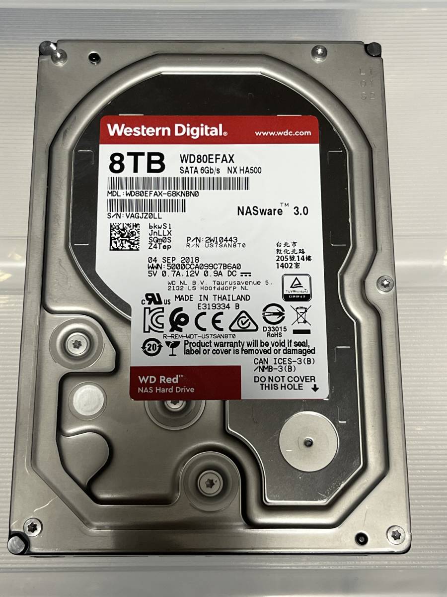 □ 売切！ 使用19650時間 WD RED WD80EFAX 8TB 3.5inch SATA 600 HDD 25mm