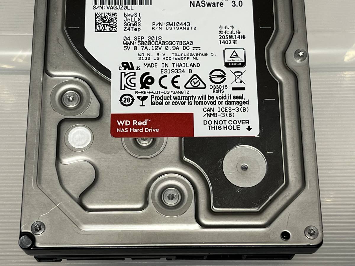 □ 売切！ 使用19650時間 WD RED WD80EFAX 8TB 3.5inch SATA 600 HDD 25mm