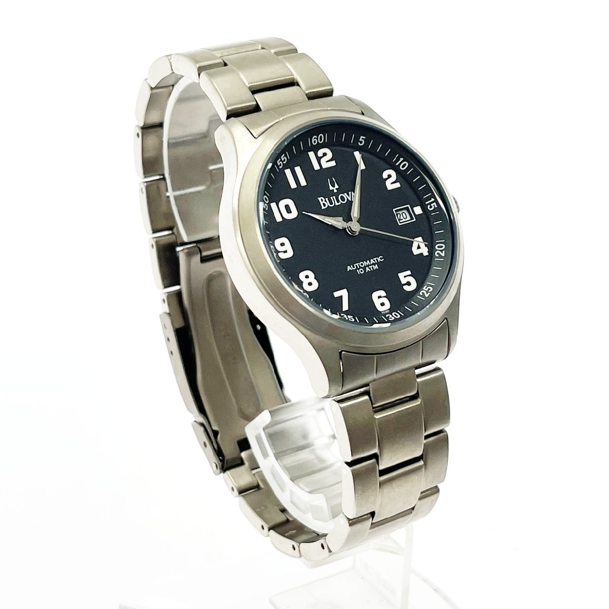 1円スタート】BULOVA ブローバ BVM003 チタン ブラック文字盤 自動巻き 