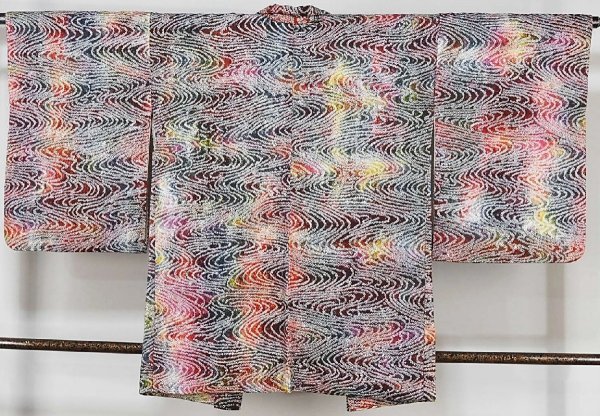AM147 正絹 総絞り 羽織 流水 美品 身丈84cm