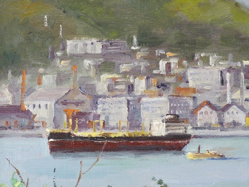 佐伯与吉郎　油絵　8号 真作】佐伯与吉郎 油彩画 『 裏町 』 素朴で日常的な絵画です。 油彩 絵画