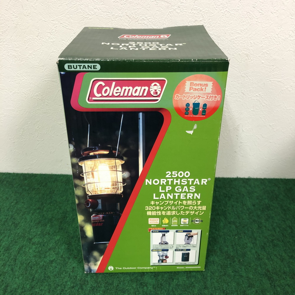 【未使用】　Coleman 2500ノーススター LPガス ランタン ソフトケース付き コールマン アウトドア グリーン　(N0731_1_15s)