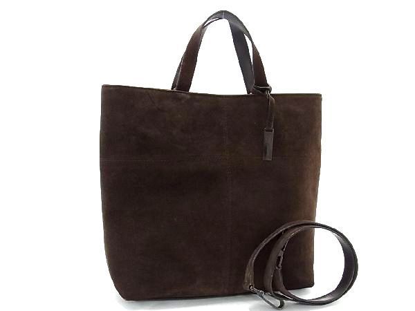 1円 GUCCI グッチ 001 2113 0475 スエード 2WAY ハンドバッグ トートバッグ ショルダーバッグ レディース メンズ ブラウン系 AM9669