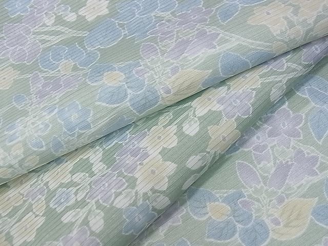 平和屋1■夏物　小紋　絽　草花文　洗える着物　vp7772