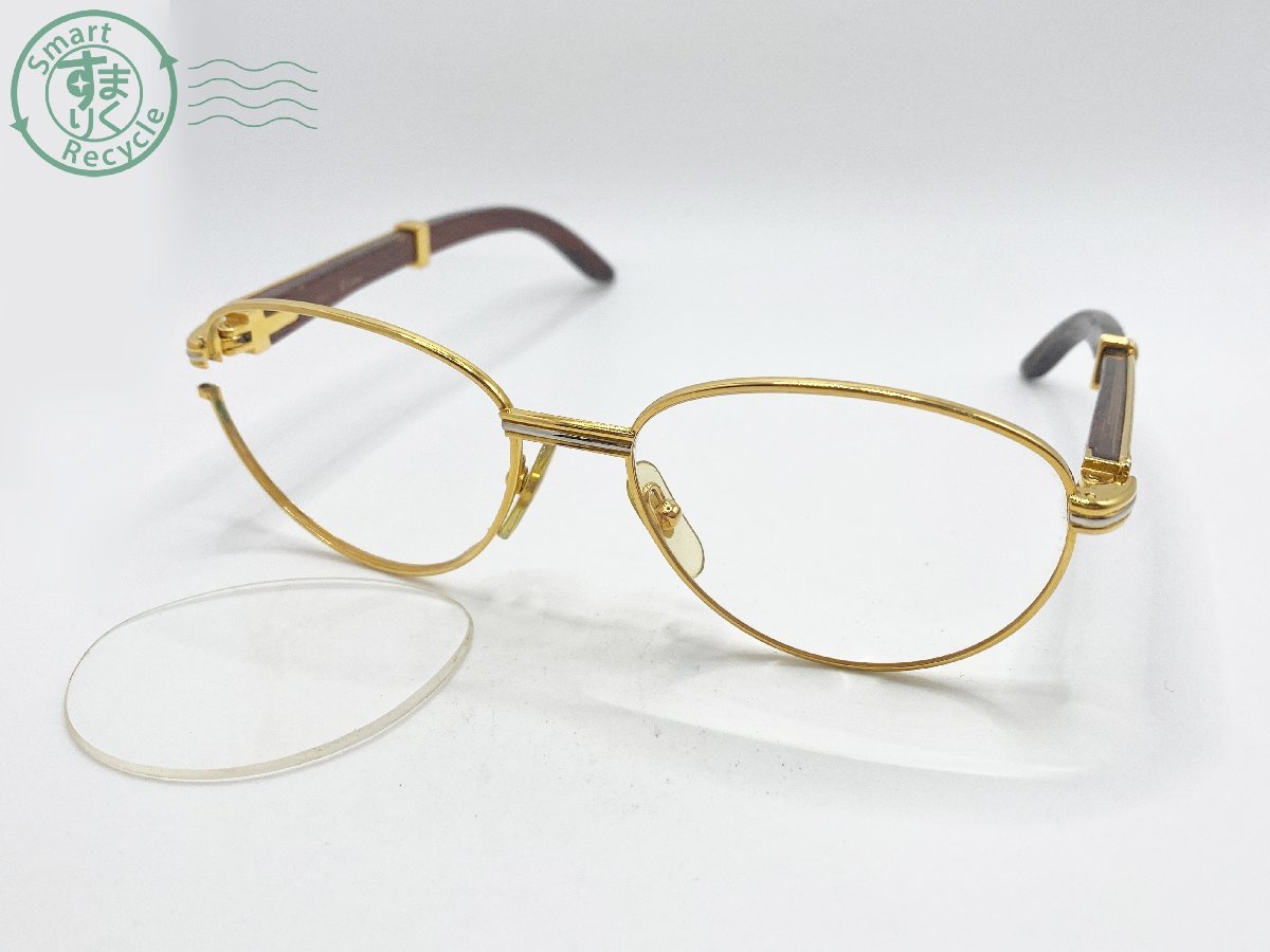 08310074 ▽ 1円～！ Cartier カルティエ ウッド フレーム 眼鏡 めがね