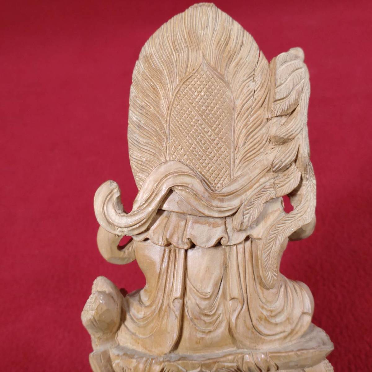 ① 旧家蔵出 旧家 名家 うぶ品 初出し 木製 龍上観音 仏像 豊穣 置物