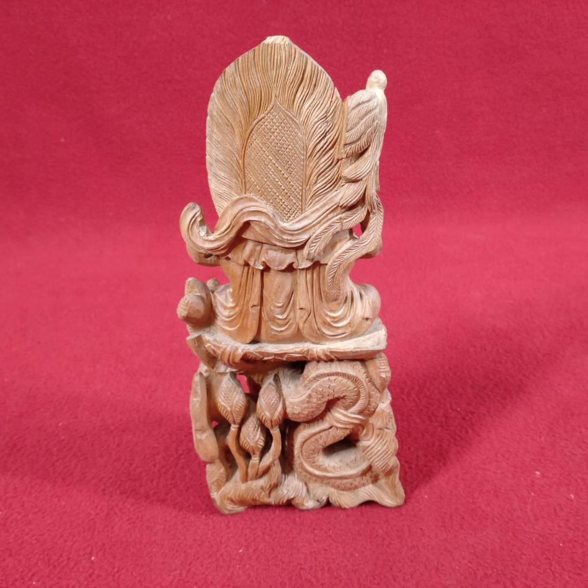 ① 旧家蔵出 旧家 名家 うぶ品 初出し 木製 龍上観音 仏像 豊穣 置物