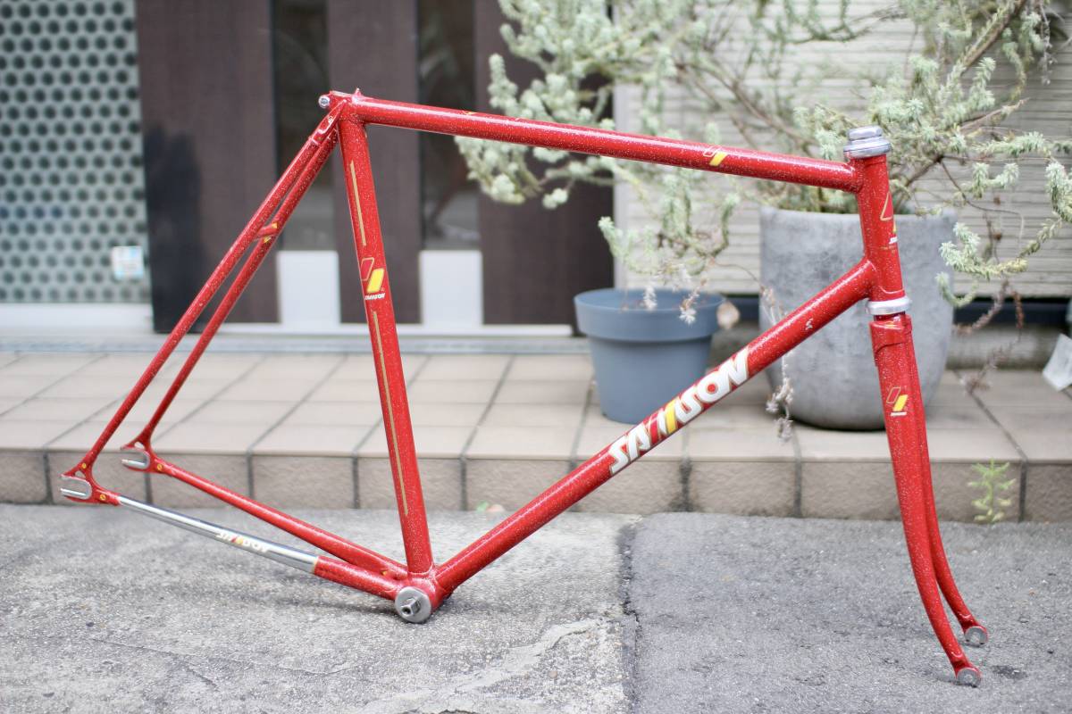 神山レッド SAMSON サムソン NJS 競輪フレーム 金縁ロゴ ラメ入り