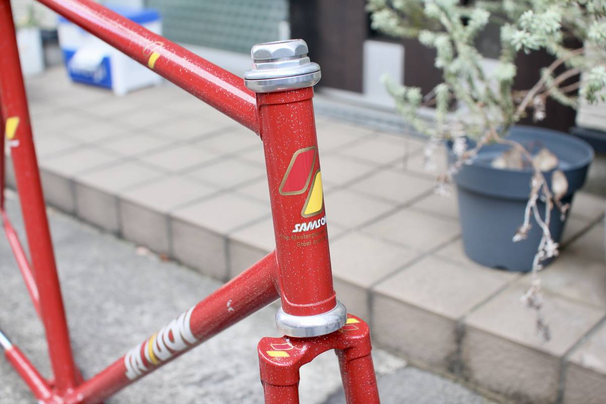 神山レッド SAMSON サムソン NJS 競輪フレーム 金縁ロゴ ラメ入り