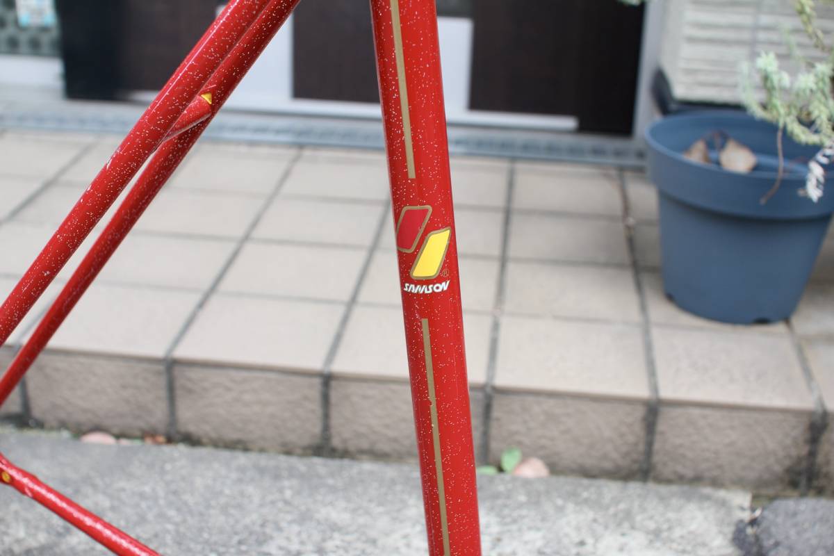 神山レッド SAMSON サムソン NJS 競輪フレーム 金縁ロゴ ラメ入り