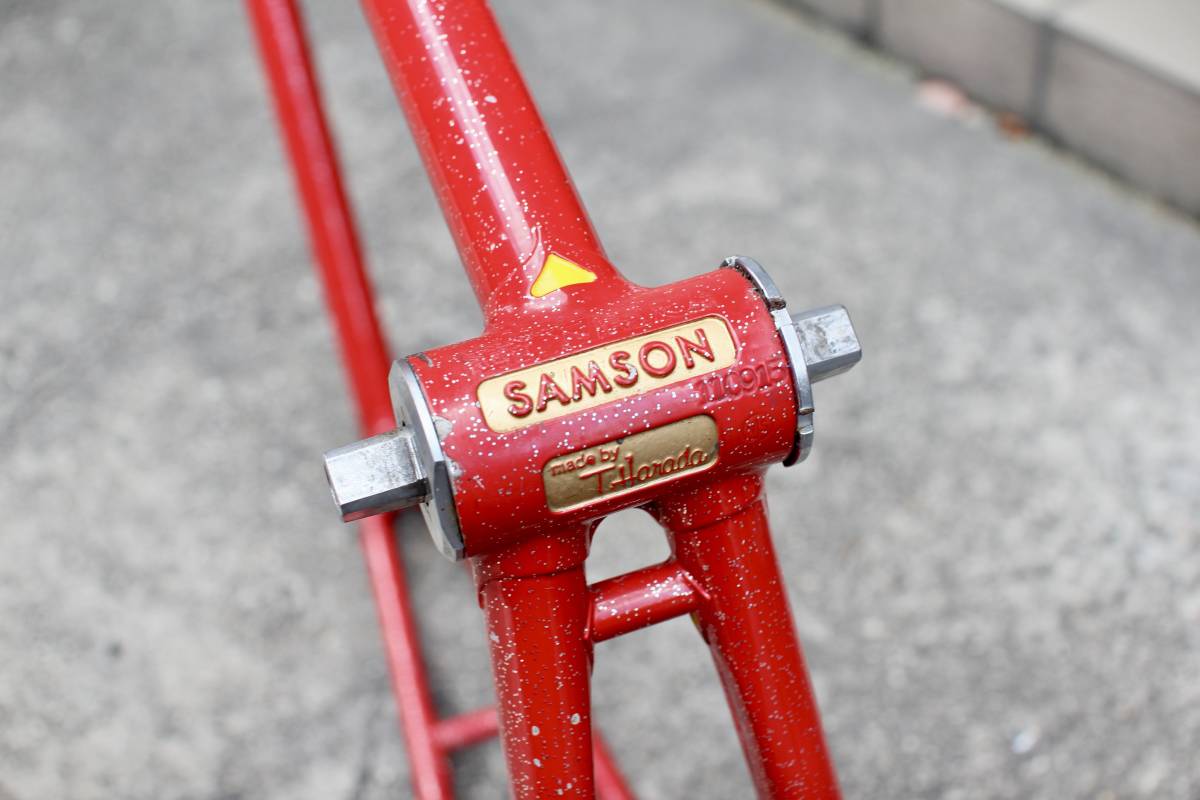 神山レッド SAMSON サムソン NJS 競輪フレーム 金縁ロゴ ラメ入り