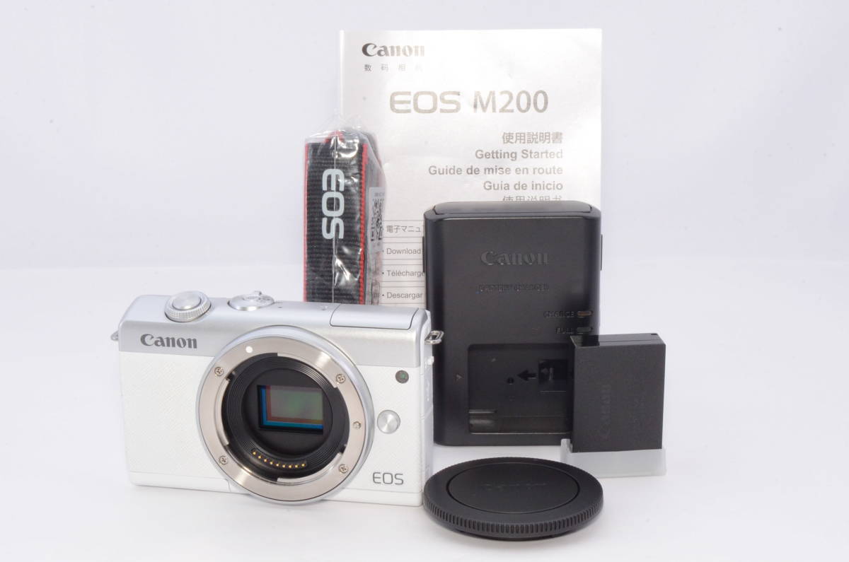 超美品★Canon キャノン EOS M200 ボディー ホワイト ミラーレス一眼カメラ 07081