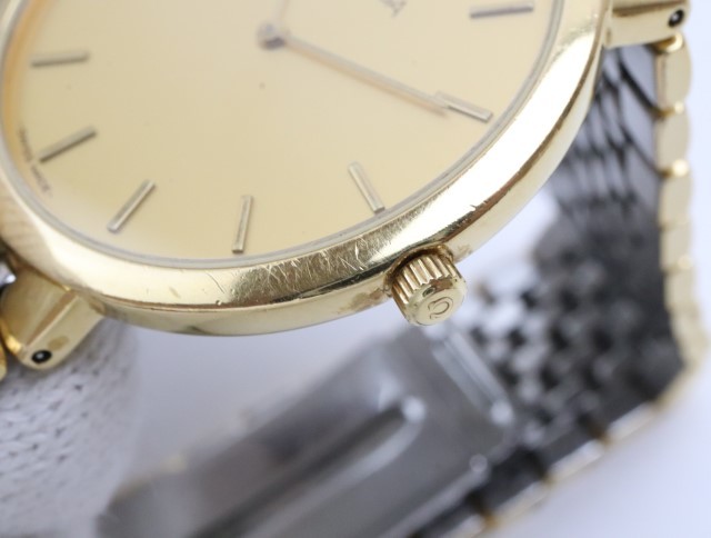 2308-517 オメガ クオーツ 腕時計 OMEGA デビル 金色文字盤 丸型 金色