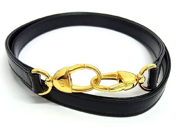 ■美品■ ChristianDior クリスチャンディオール レザー レディディオール用 バッグ用 ショルダーストラップ 肩掛け ブラック系 DA4200